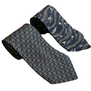 Lot of (2) Gian Carlo Lamberti Mens Ties 100% Silk Handmade in Italy
